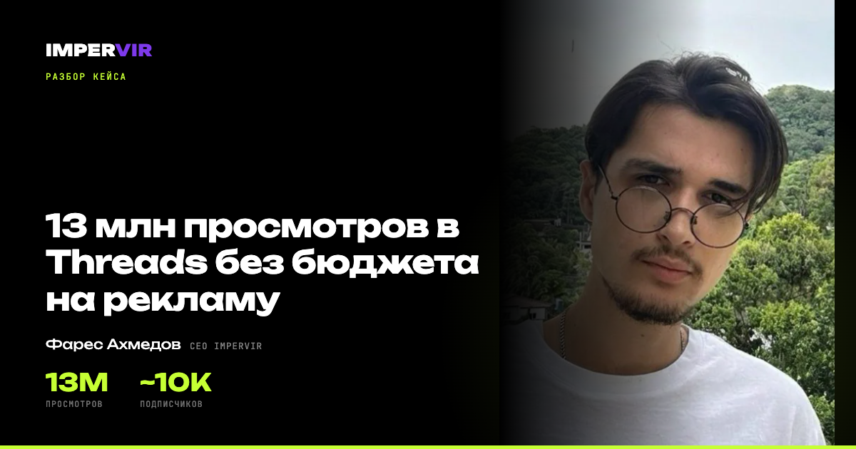 13 млн просмотров в Threads за 2 месяца — без бюджета на рекламу