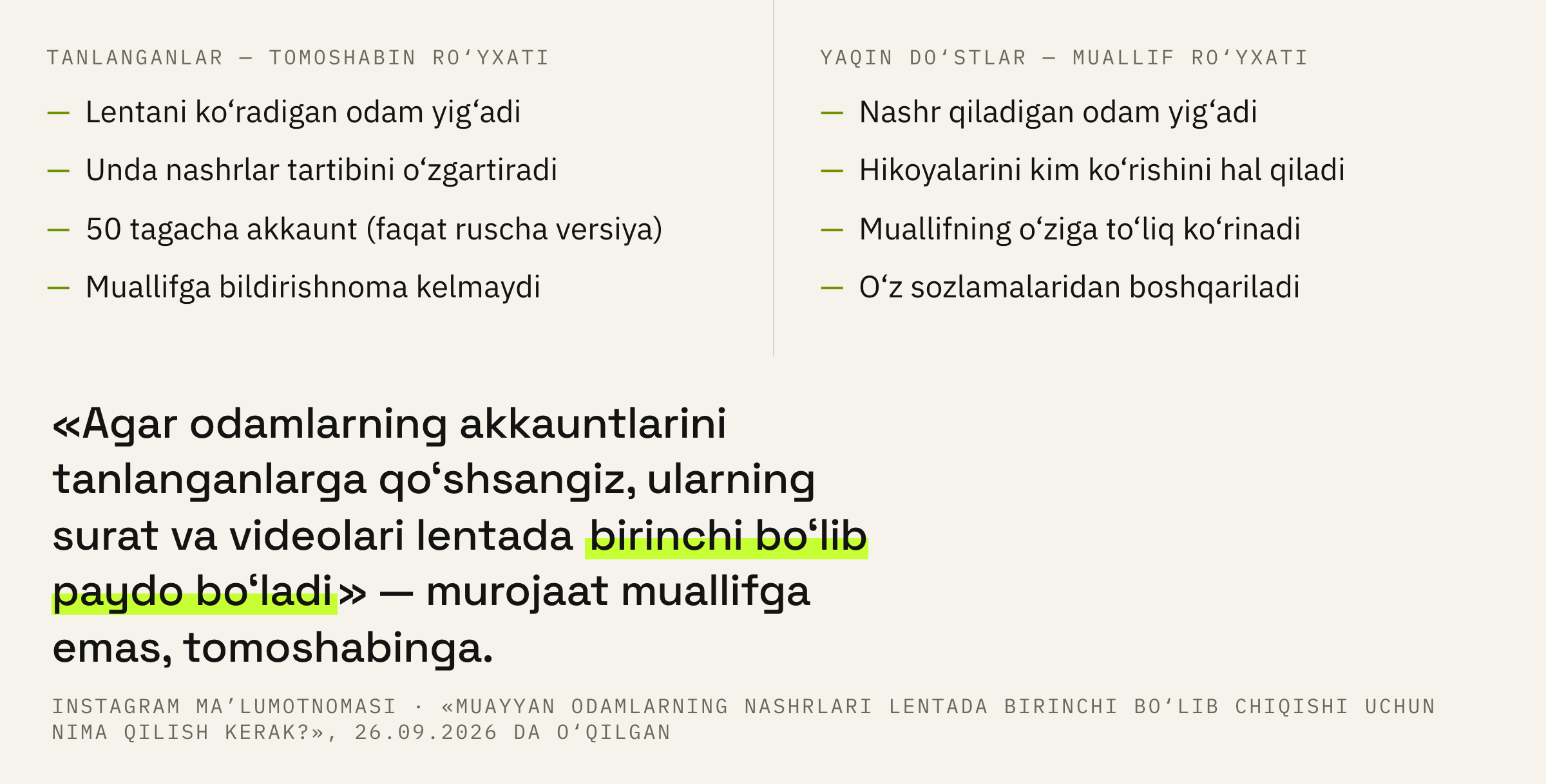 Ro‘yxatni kim yuritadi va u har bir holatda nimani o‘zgartiradi.