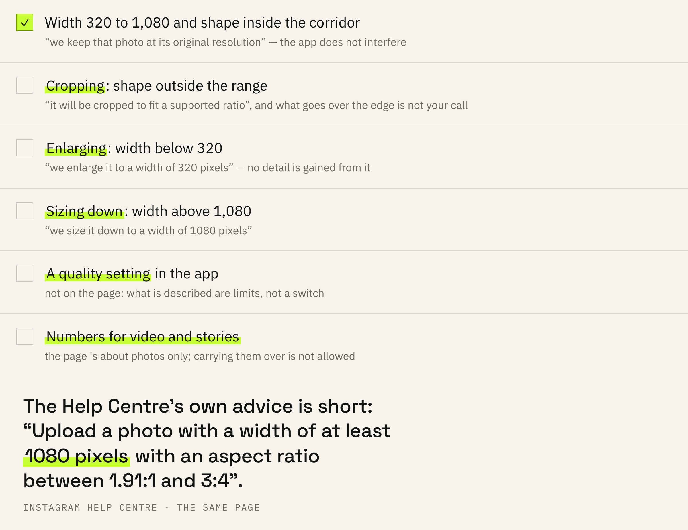 Three things the app does and the limit that triggers each one.