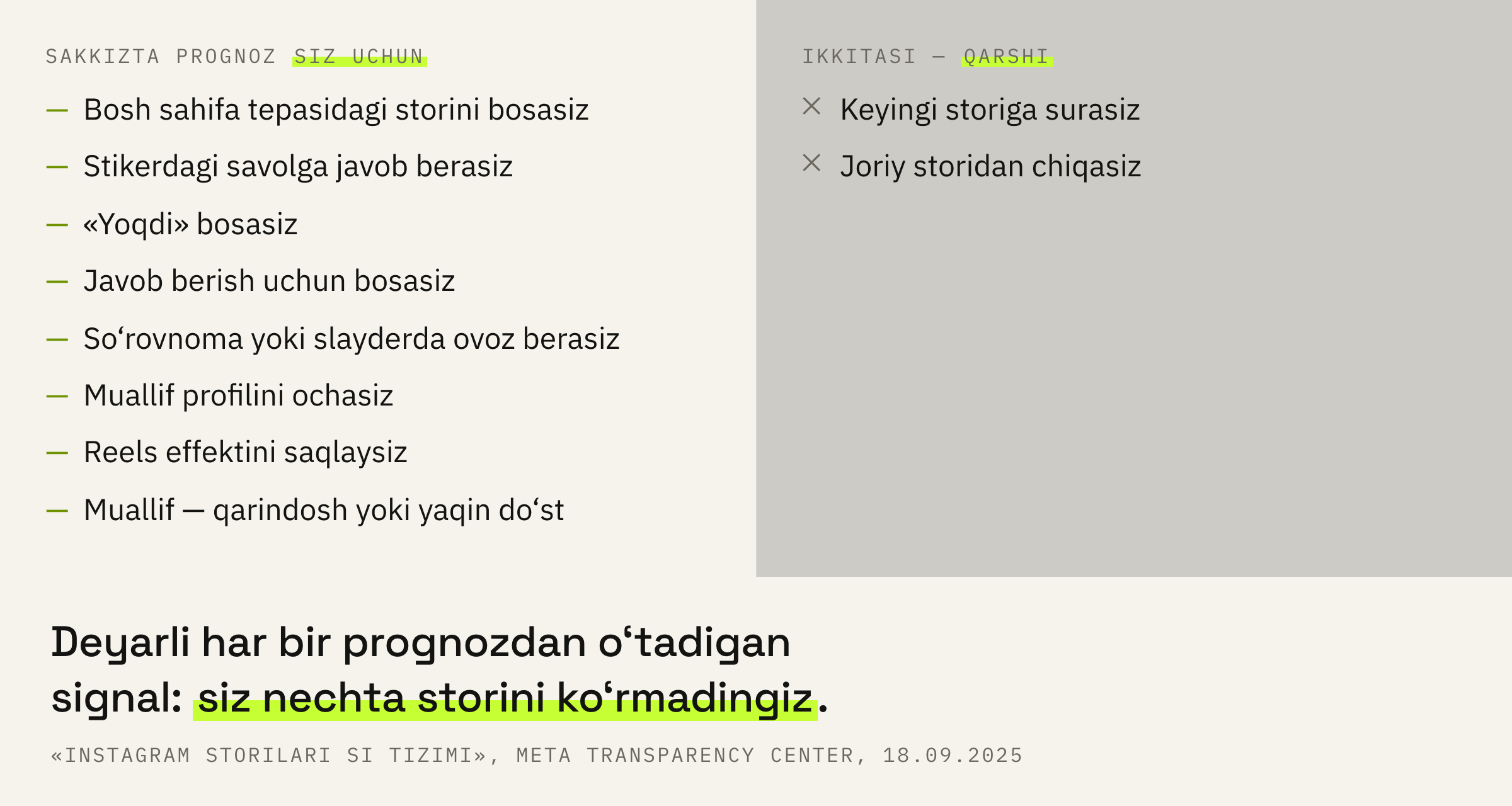 Storilarning o‘nta prognozi. Sakkiztasi sizga ishlaydi, ikkitasi qarshi.