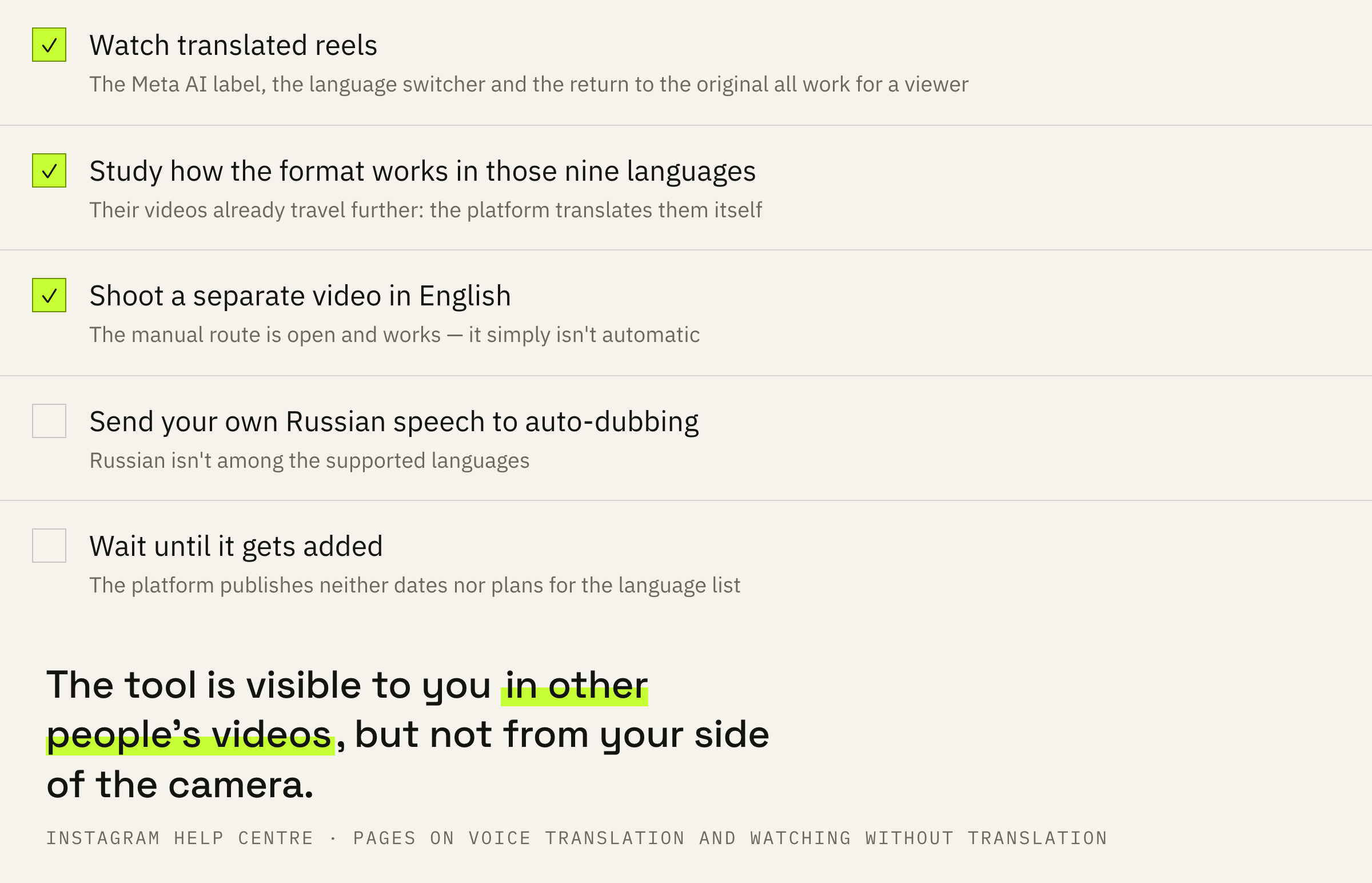 What is available to a Russian-speaking author today in each of the two roles.