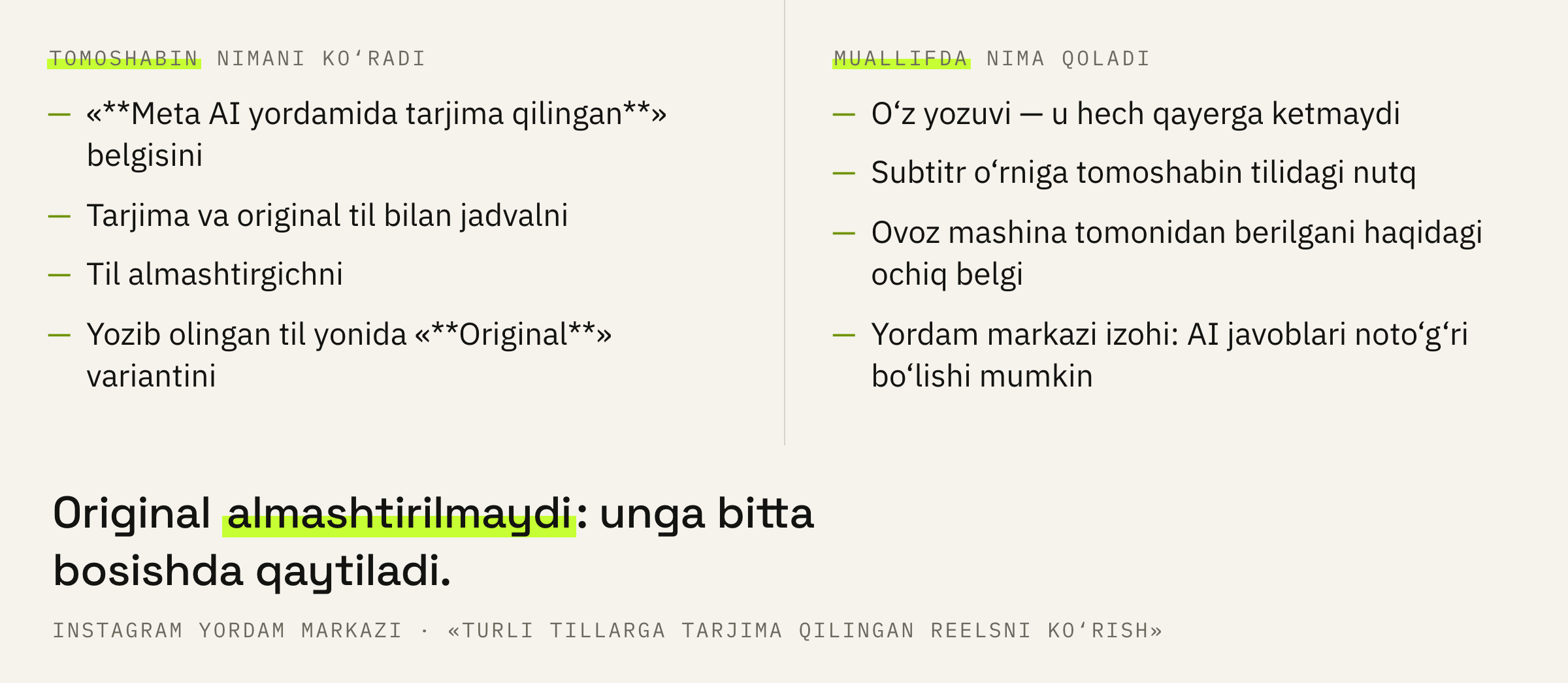 Tarjima qilingan rolikni tomoshabin nima ko‘radi va bunda muallifda nima qoladi.