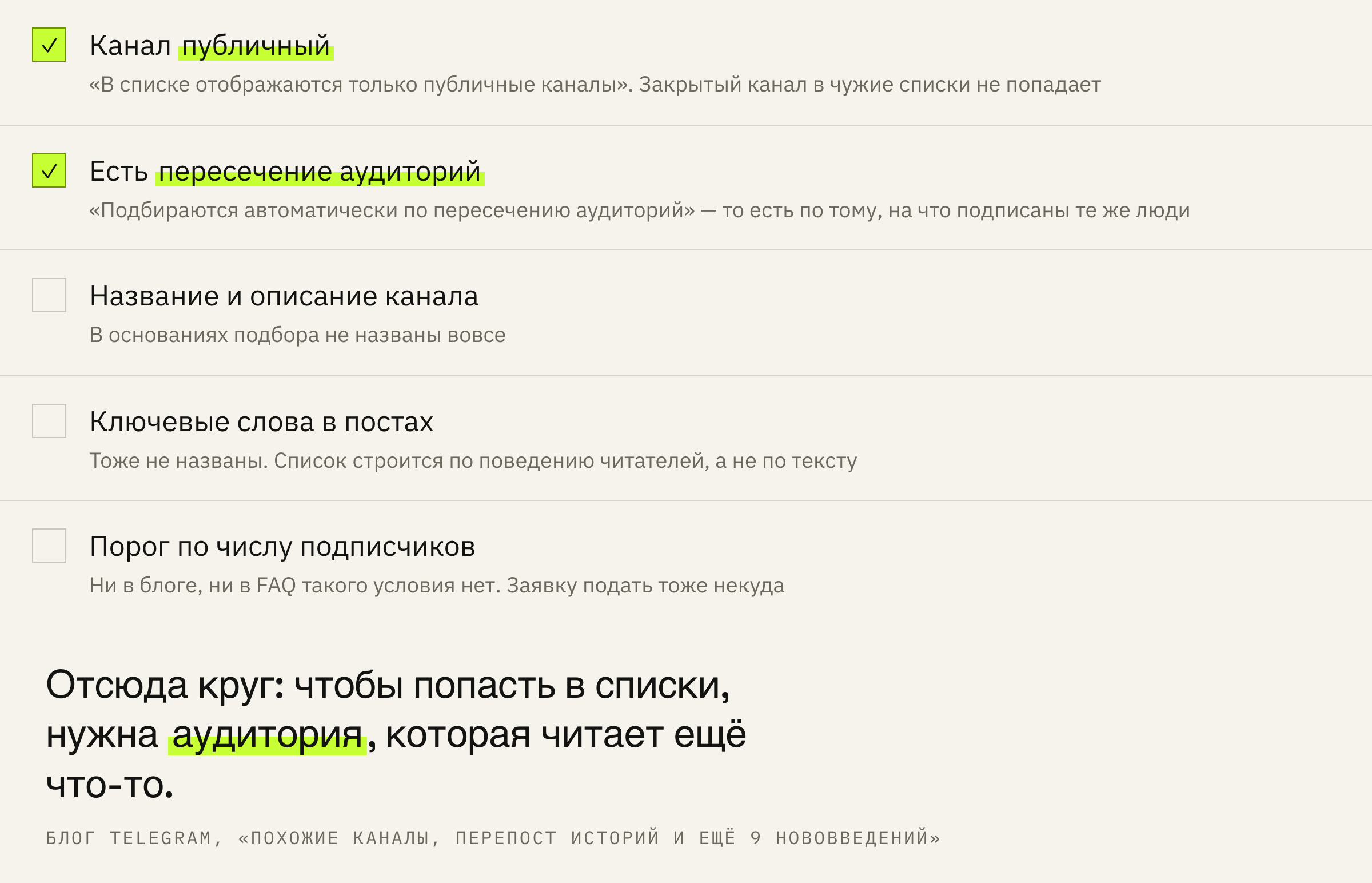 Что решает попадание в список и что на него не влияет вовсе.