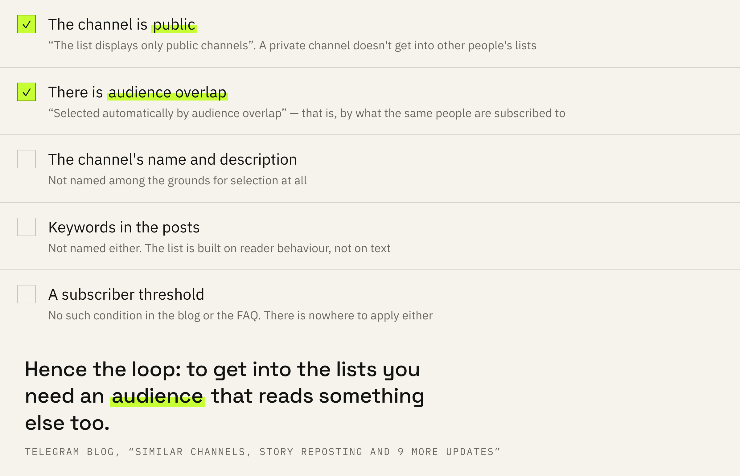 What decides getting into the list and what has no effect on it at all.