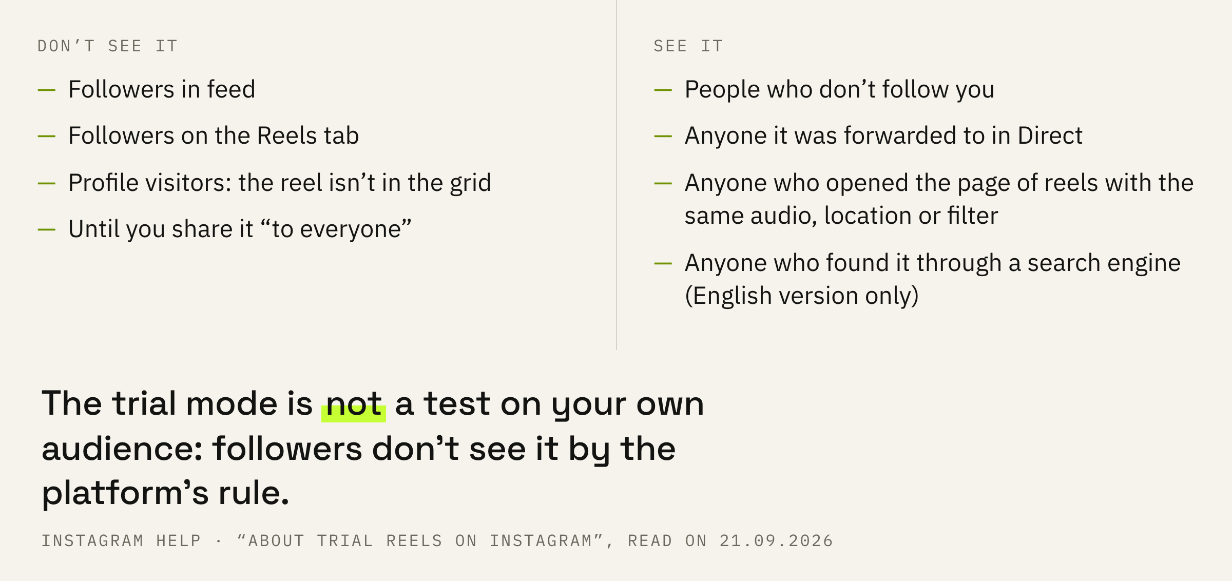 Who sees a trial reel and who doesn’t.