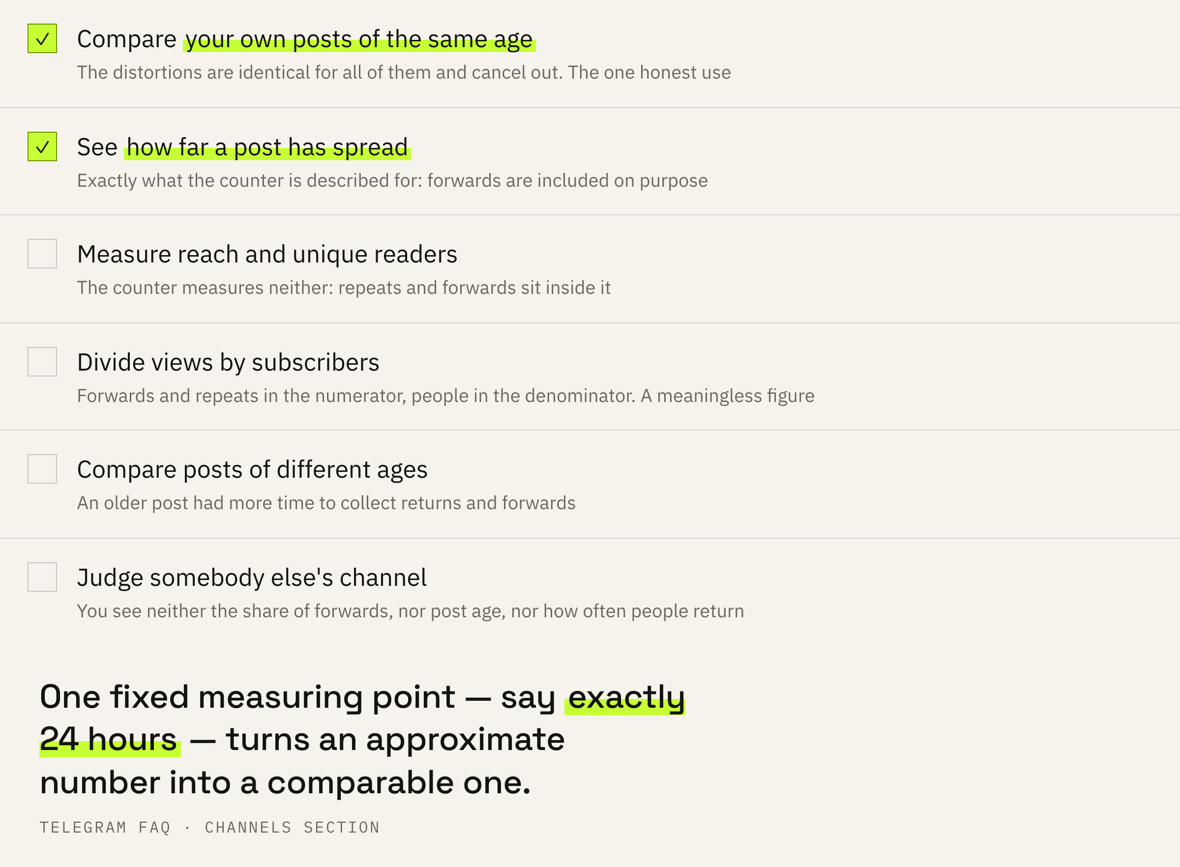 Which questions the counter answers honestly and which it doesn't answer at all.