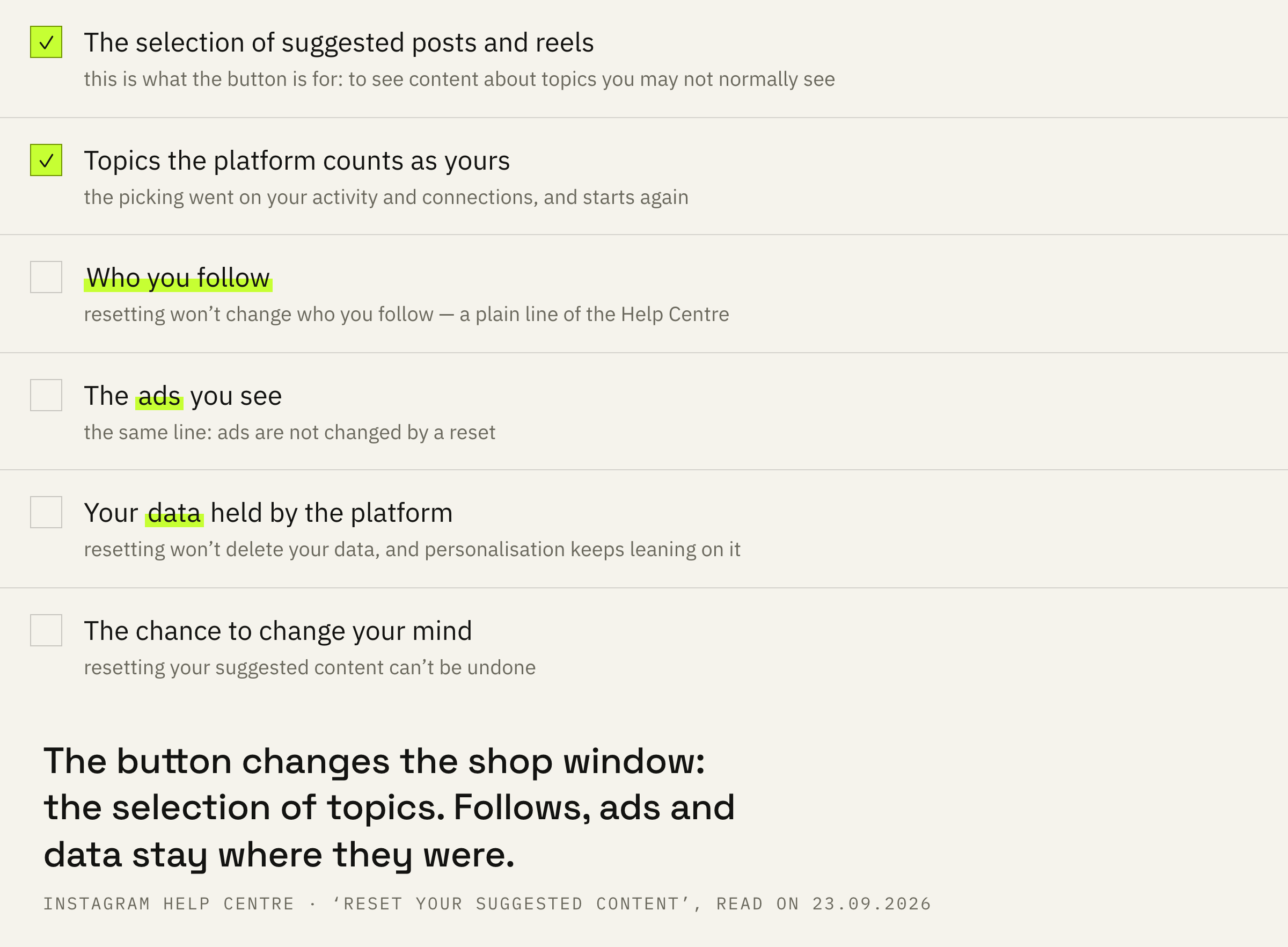 What the reset changes and what it leaves in place.
