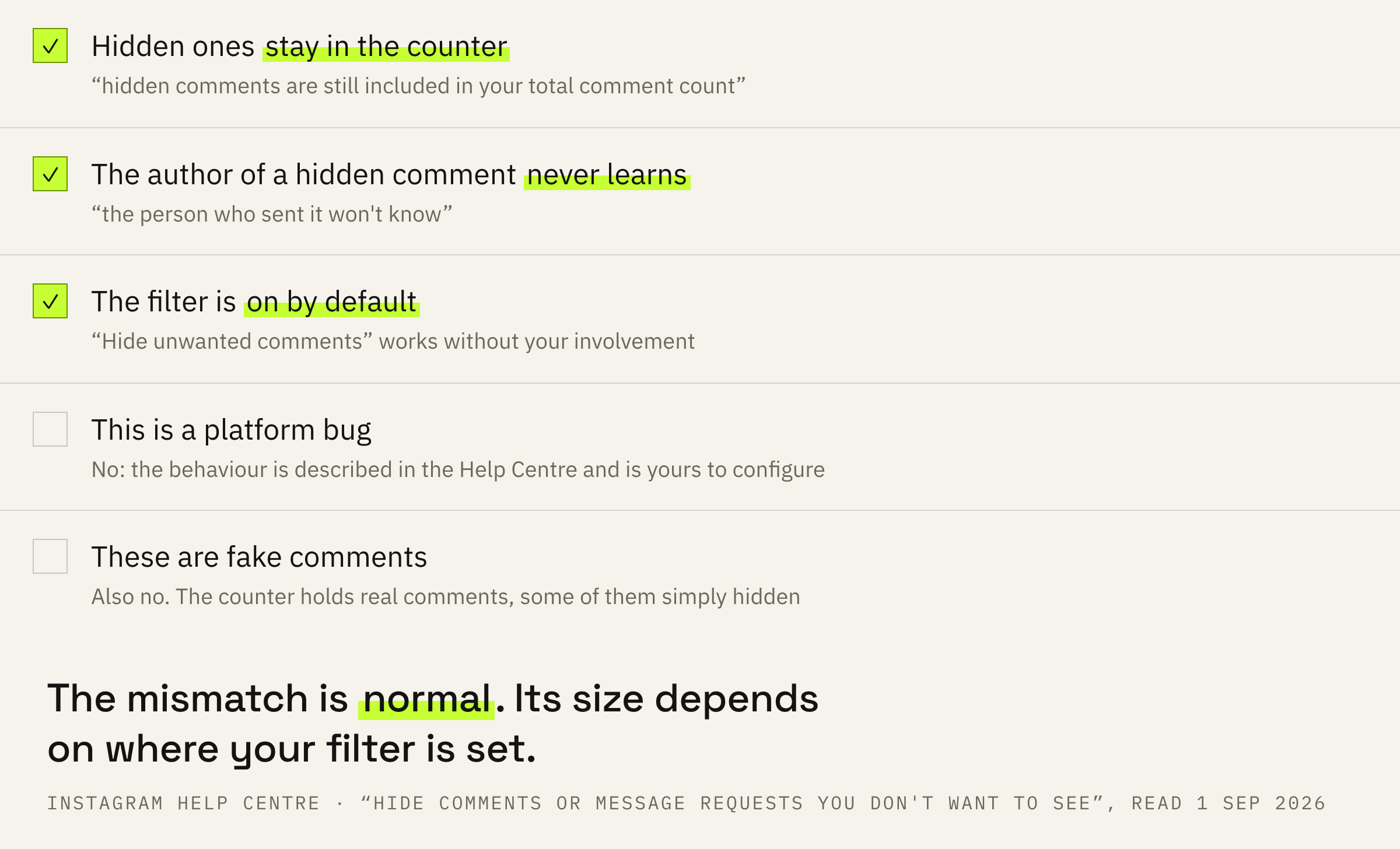 Why the number under a post doesn't match the visible comments.