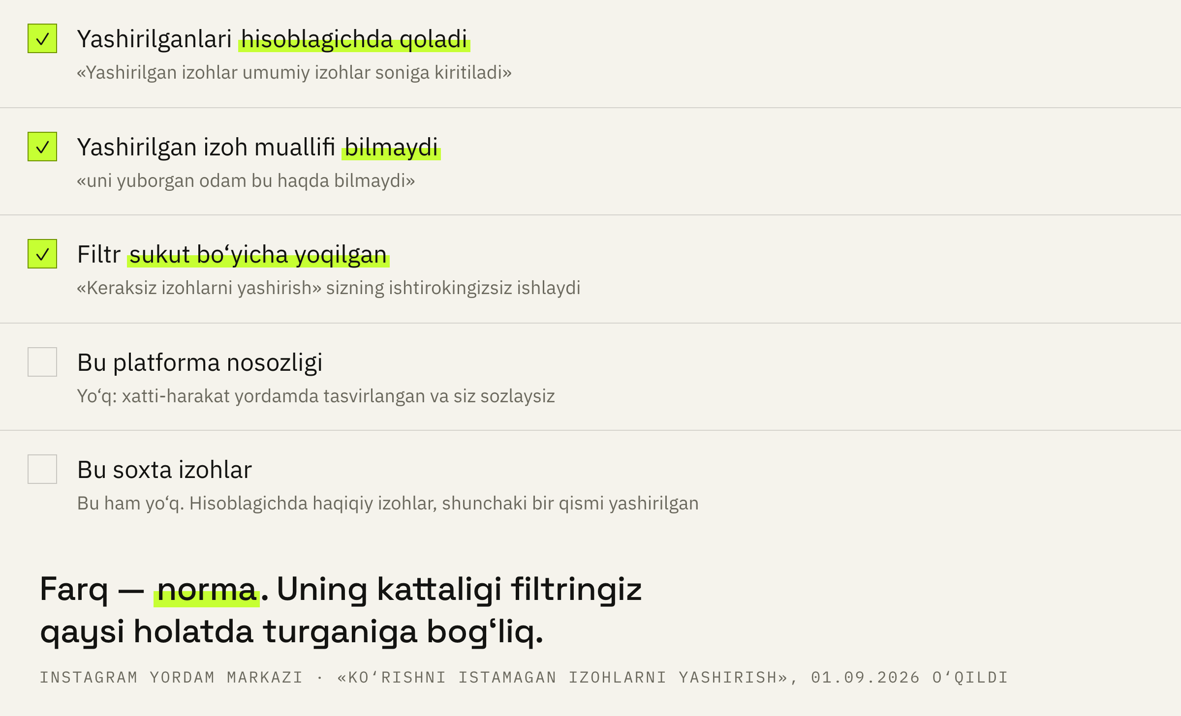 Post ostidagi son nega ko‘rinadigan izohlar bilan to‘g‘ri kelmaydi.