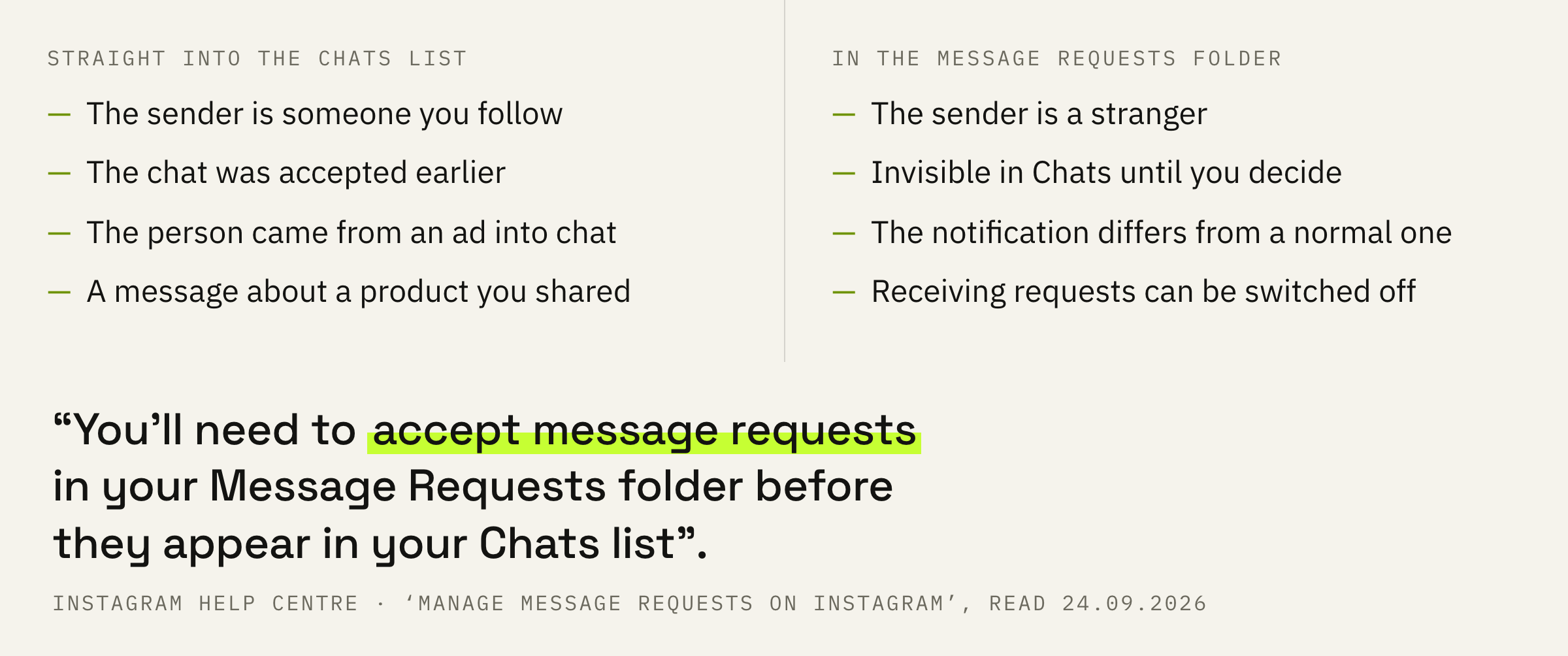 Where a message ends up and what that depends on.