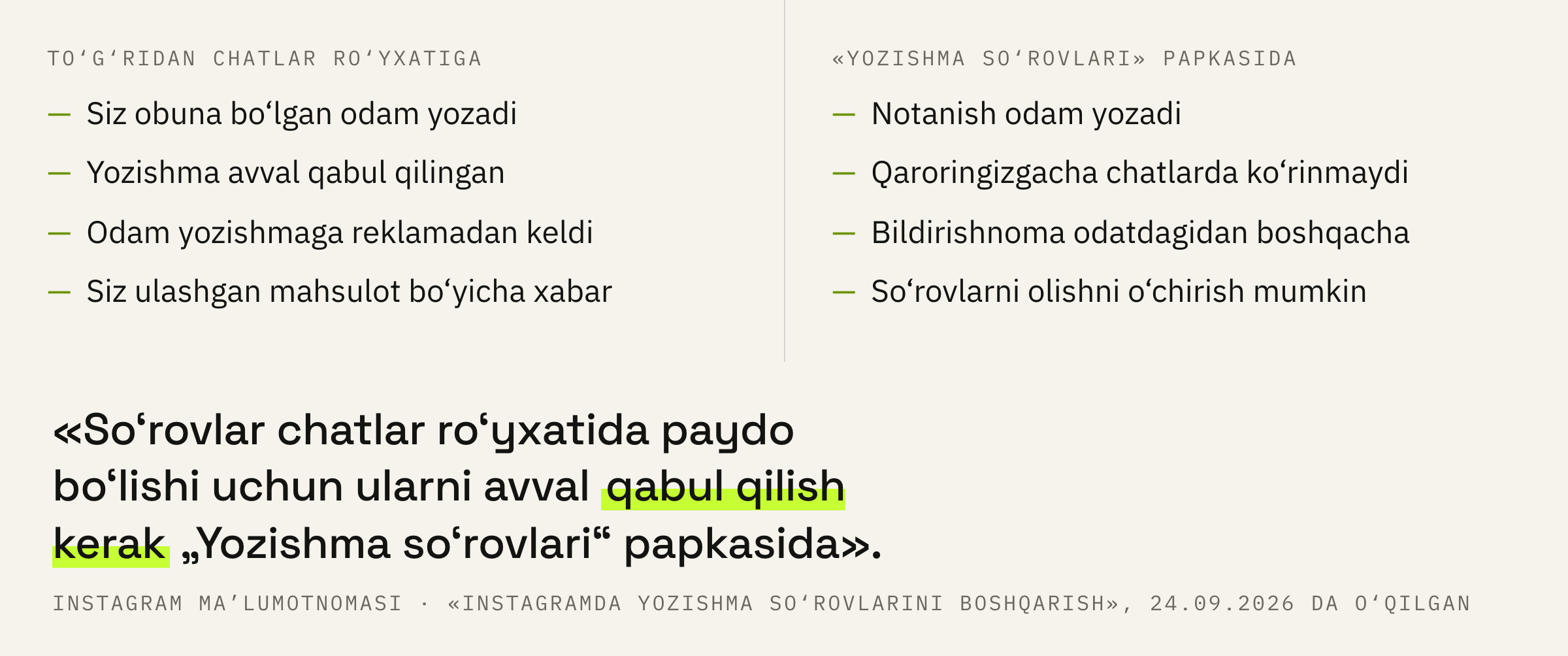 Xabar qayerga tushadi va bu nimaga bog‘liq.