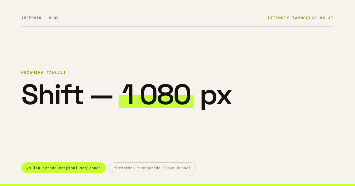 Instagramda surat sifati: yuqorida 1 080 piksel, pastda 320