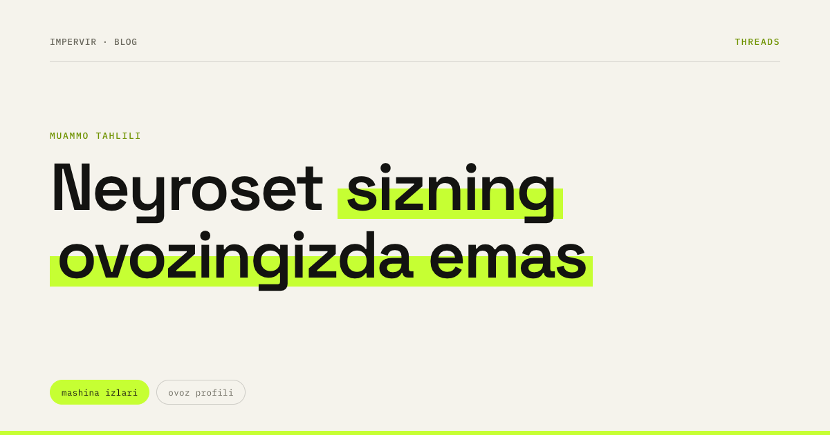 Sun’iy intellektni «AI kabi» emas, o‘z ovozingizda yozdirish uchun