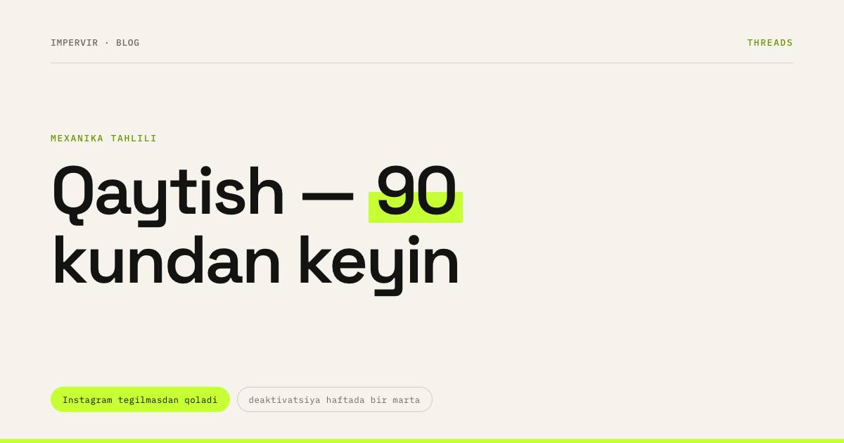 Instagramni o‘chirmasdan Threadsni qanday o‘chirish: 30 va 90 kun