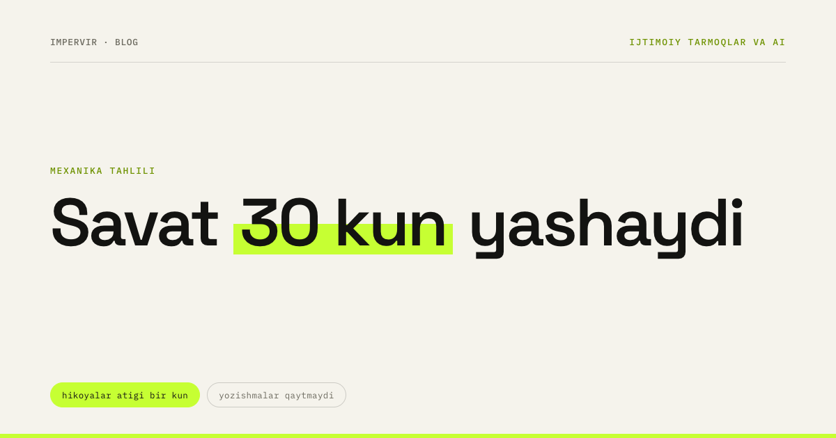 Postni o‘chirdingiz: 30 kun, 24 soat va 90 kun